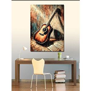 Kanvas Tablo Eski Gitar Ve Melodi 50x70 cm