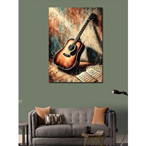 Kanvas Tablo Eski Gitar Ve Melodi 50x70 cm
