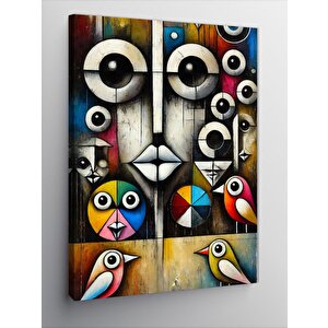 Kanvas Tablo Soyut Kuş Ve Geometrik Tasarım 50x70 cm