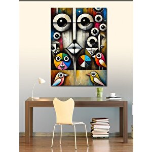 Kanvas Tablo Soyut Kuş Ve Geometrik Tasarım 50x70 cm