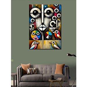 Kanvas Tablo Soyut Kuş Ve Geometrik Tasarım 50x70 cm