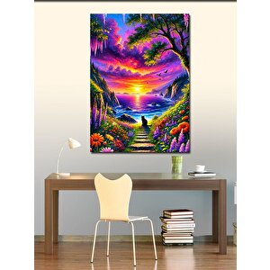 Kanvas Tablo Renkli Gün Batımı Ve Doğa Manzarası 100x140 cm