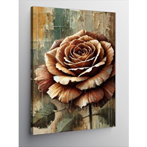 Kanvas Tablo Ahşap Arka Planlı Gül 50x70 cm