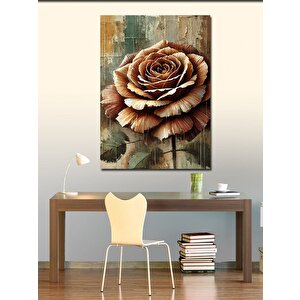 Kanvas Tablo Ahşap Arka Planlı Gül 50x70 cm
