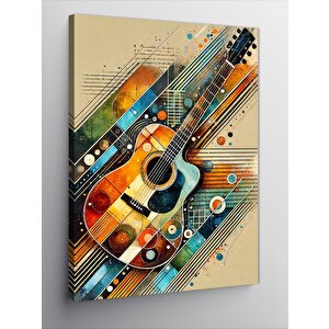 Kanvas Tablo Soyut Akustik Gitar Tasarımı 100x140 cm
