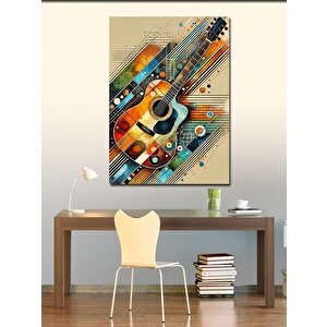 Kanvas Tablo Soyut Akustik Gitar Tasarımı 100x140 cm
