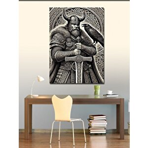 Kanvas Tablo Viking Savaşçısı Ve Kuzgun 100x140 cm