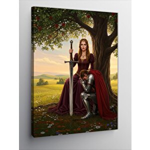 Kanvas Tablo Kadın Şövalye Ve Kılıç 70x100 cm