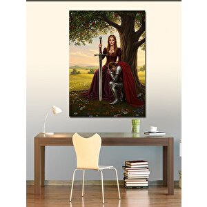 Kanvas Tablo Kadın Şövalye Ve Kılıç 100x140 cm