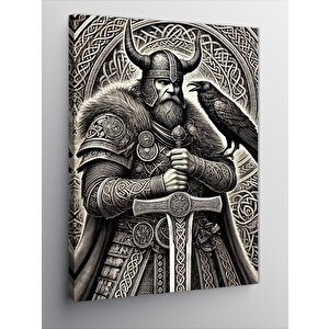 Kanvas Tablo Viking Savaşçısı Ve Kuzgun 50x70 cm