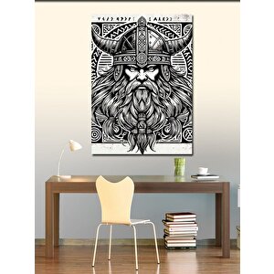 Kanvas Tablo Viking Savaşçı Ve Detaylı Çizim 70x100 cm