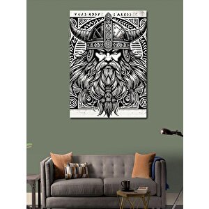 Kanvas Tablo Viking Savaşçı Ve Detaylı Çizim 70x100 cm