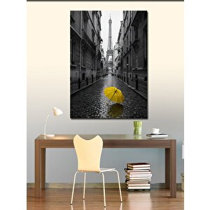Kanvas Tablo Paris Sokaklarında Sarı Şemsiye 70x100 cm