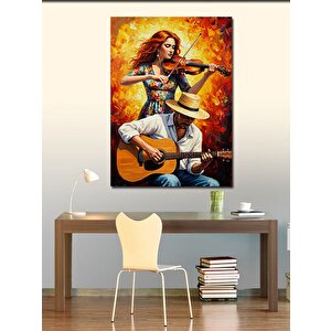 Kanvas Tablo Gitar Ve Kadın Kemancı 70x100 cm