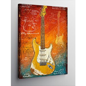 Kanvas Tablo Turuncu Elektro Gitar 100x140 cm