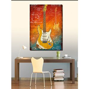 Kanvas Tablo Turuncu Elektro Gitar 100x140 cm
