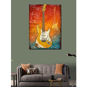 Kanvas Tablo Turuncu Elektro Gitar 100x140 cm