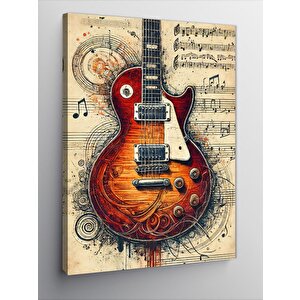 Kanvas Tablo Elektrik Gitar Ve Nota 50x70 cm