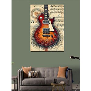 Kanvas Tablo Elektrik Gitar Ve Nota 50x70 cm