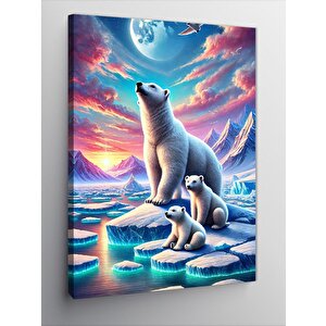 Kanvas Tablo Kutup Ayısı Ve Gece Manzarası 70x100 cm