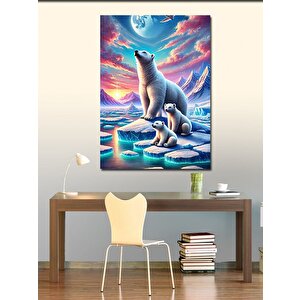 Kanvas Tablo Kutup Ayısı Ve Gece Manzarası 70x100 cm