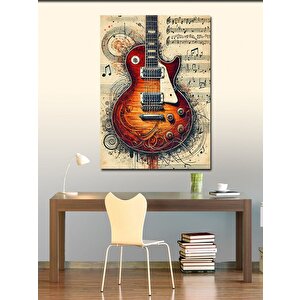 Kanvas Tablo Elektrik Gitar Ve Nota 70x100 cm