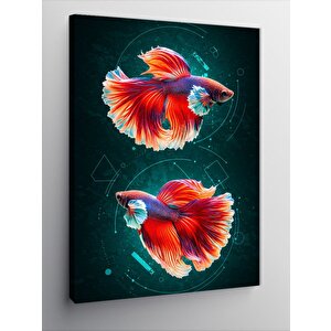 Kanvas Tablo Betta Balığı Renkli Tasarım 50x70 cm