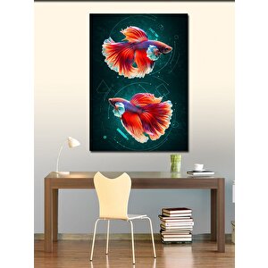 Kanvas Tablo Betta Balığı Renkli Tasarım 50x70 cm