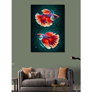 Kanvas Tablo Betta Balığı Renkli Tasarım 50x70 cm
