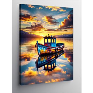 Kanvas Tablo Sakin Tekne Ve Gün Batımı 50x70 cm