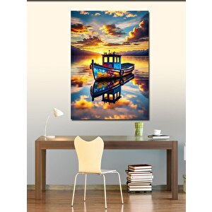 Kanvas Tablo Sakin Tekne Ve Gün Batımı 50x70 cm