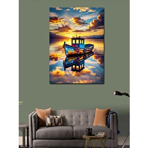 Kanvas Tablo Sakin Tekne Ve Gün Batımı 50x70 cm
