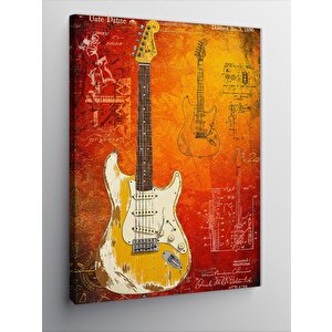 Kanvas Tablo Turuncu Elektro Gitar 100x140 cm