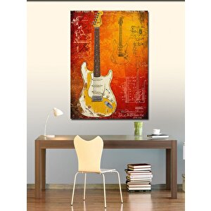Kanvas Tablo Turuncu Elektro Gitar 100x140 cm