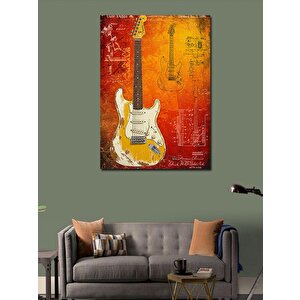 Kanvas Tablo Turuncu Elektro Gitar 100x140 cm