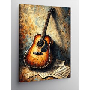 Kanvas Tablo Eski Akustik Gitar 100x140 cm
