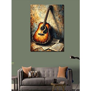 Kanvas Tablo Eski Akustik Gitar 100x140 cm