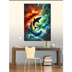 Kanvas Tablo Uzaydaki Köpekbalığı 70x100 cm