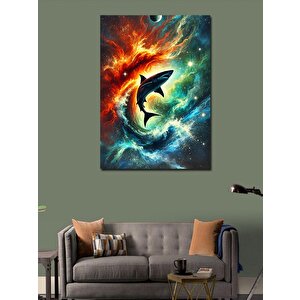 Kanvas Tablo Uzaydaki Köpekbalığı 70x100 cm