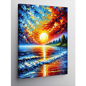 Kanvas Tablo Renkli Göl Ve Günbatımı 70x100 cm