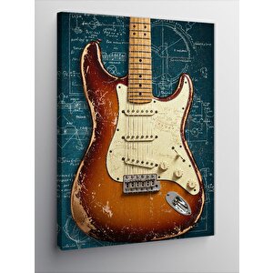 Kanvas Tablo Retro Elektro Gitar 50x70 cm