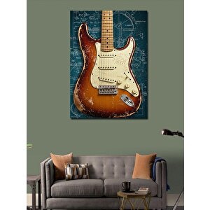Kanvas Tablo Retro Elektro Gitar 50x70 cm