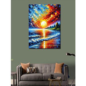 Kanvas Tablo Renkli Göl Ve Günbatımı 50x70 cm