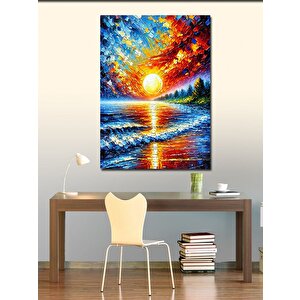 Kanvas Tablo Renkli Göl Ve Günbatımı 100x140 cm