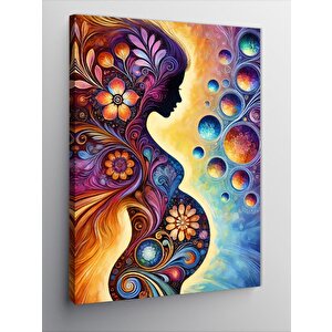 Kanvas Tablo Renkli Hamile Kadın Silueti 70x100 cm