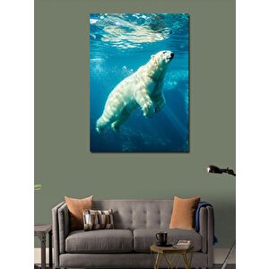 Kanvas Tablo Yüzen Kutup Ayısı 100x140 cm