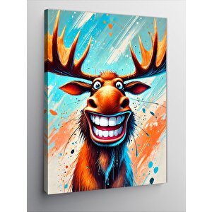 Kanvas Tablo Gülen Geyik Ve Canlı Renkler 70x100 cm