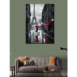 Kanvas Tablo Kırmızı Şemsiyeli Paris Sokağı 100x140 cm