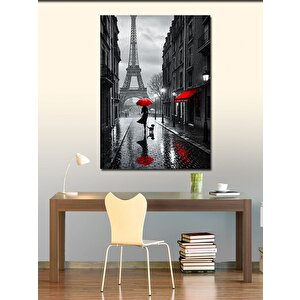 Kanvas Tablo Kırmızı Şemsiyeli Paris Sokağı 50x70 cm