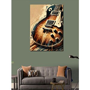 Kanvas Tablo Ahşap Elektrik Gitar 50x70 cm